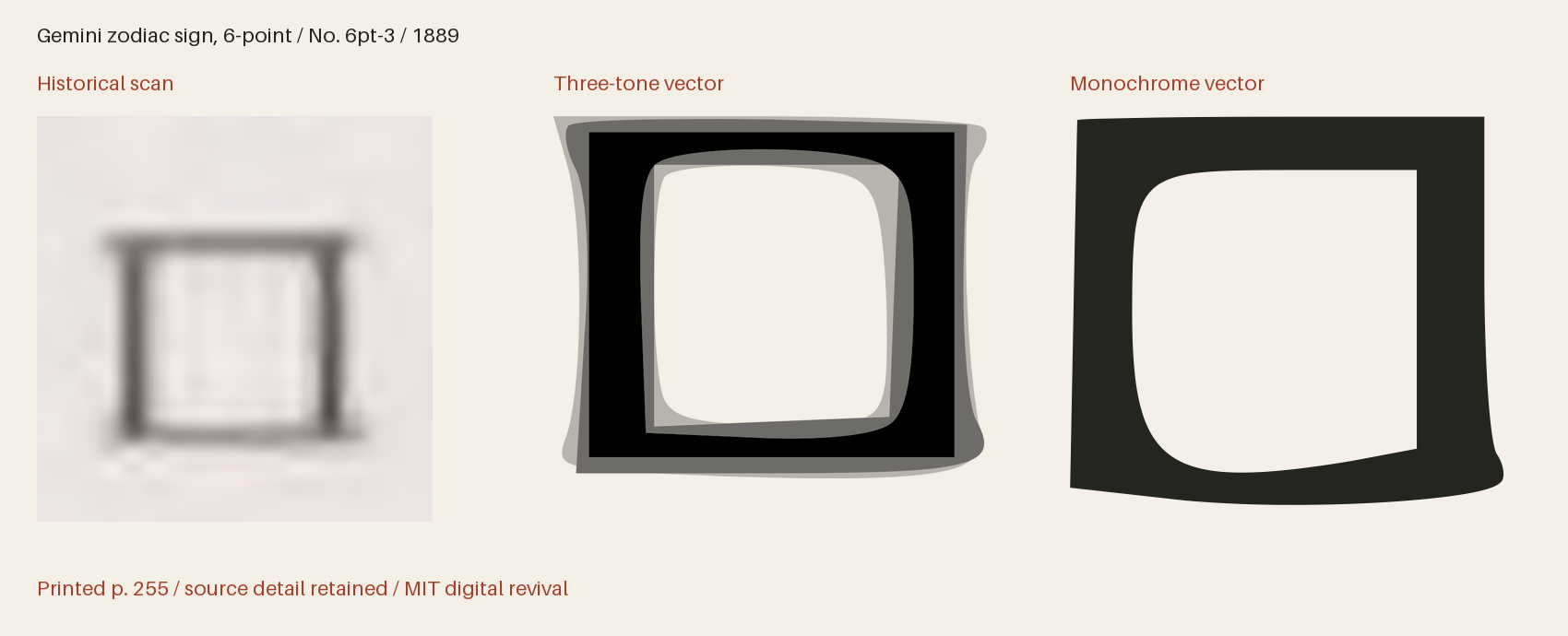 Historical scan beside the three-tone and monochrome vector revivals