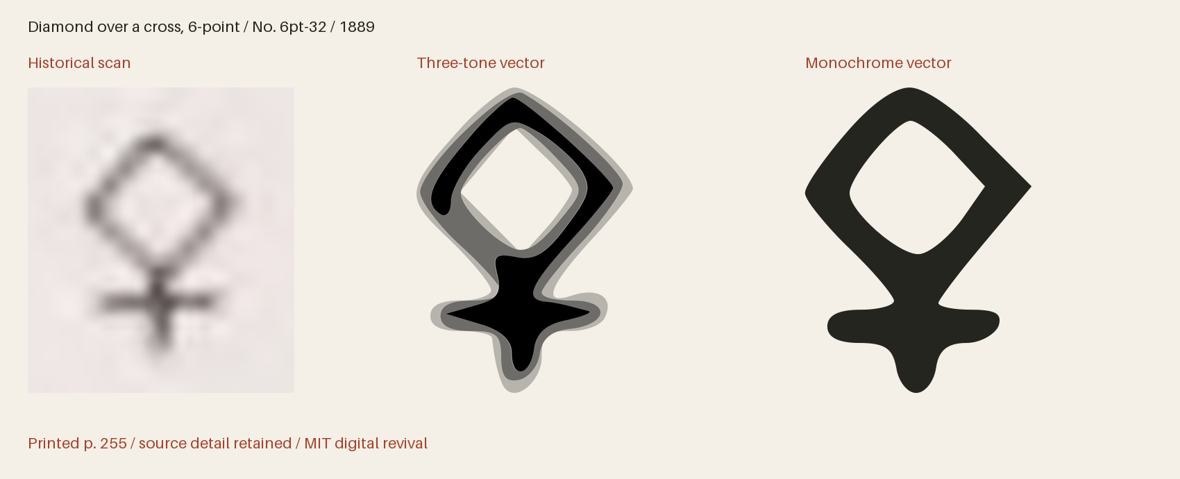 Historical scan beside the three-tone and monochrome vector revivals