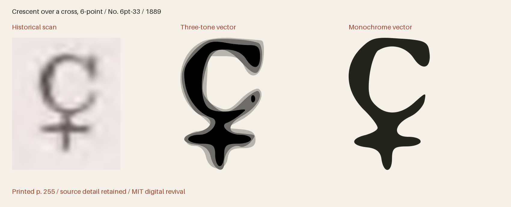 Historical scan beside the three-tone and monochrome vector revivals