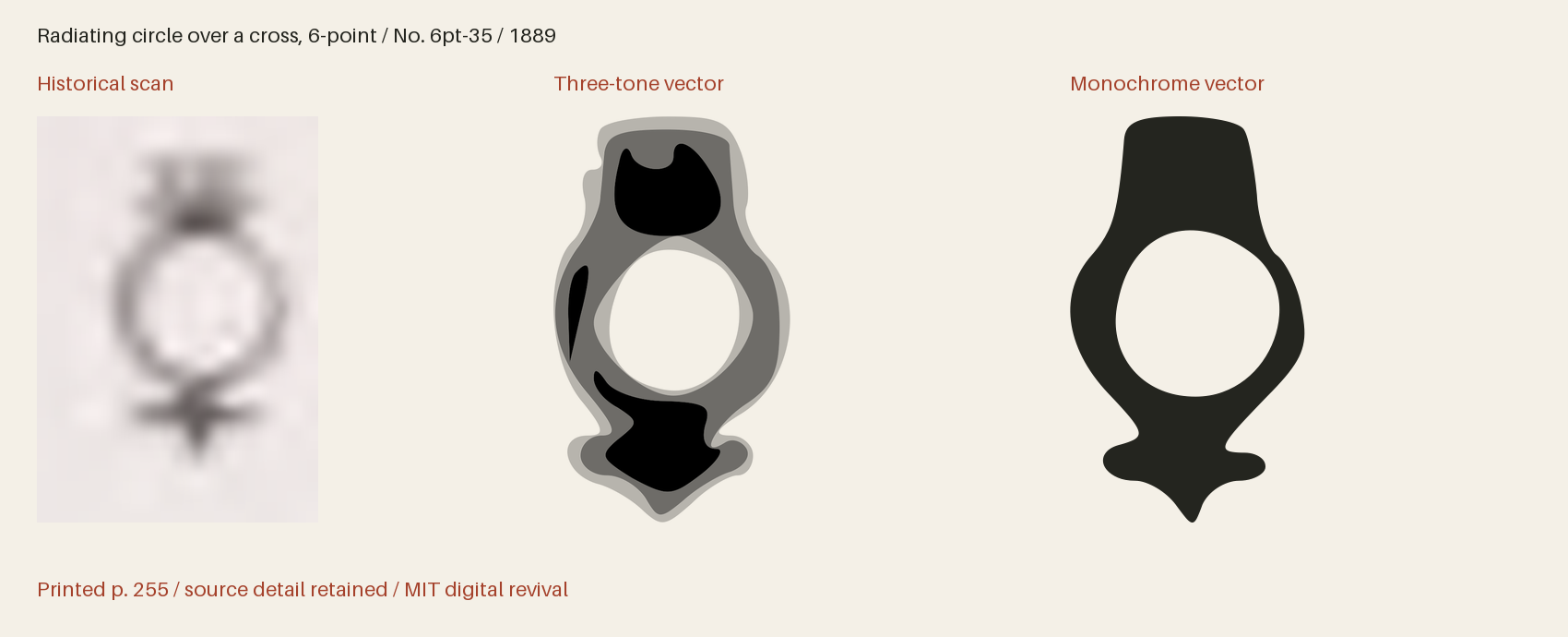 Historical scan beside the three-tone and monochrome vector revivals
