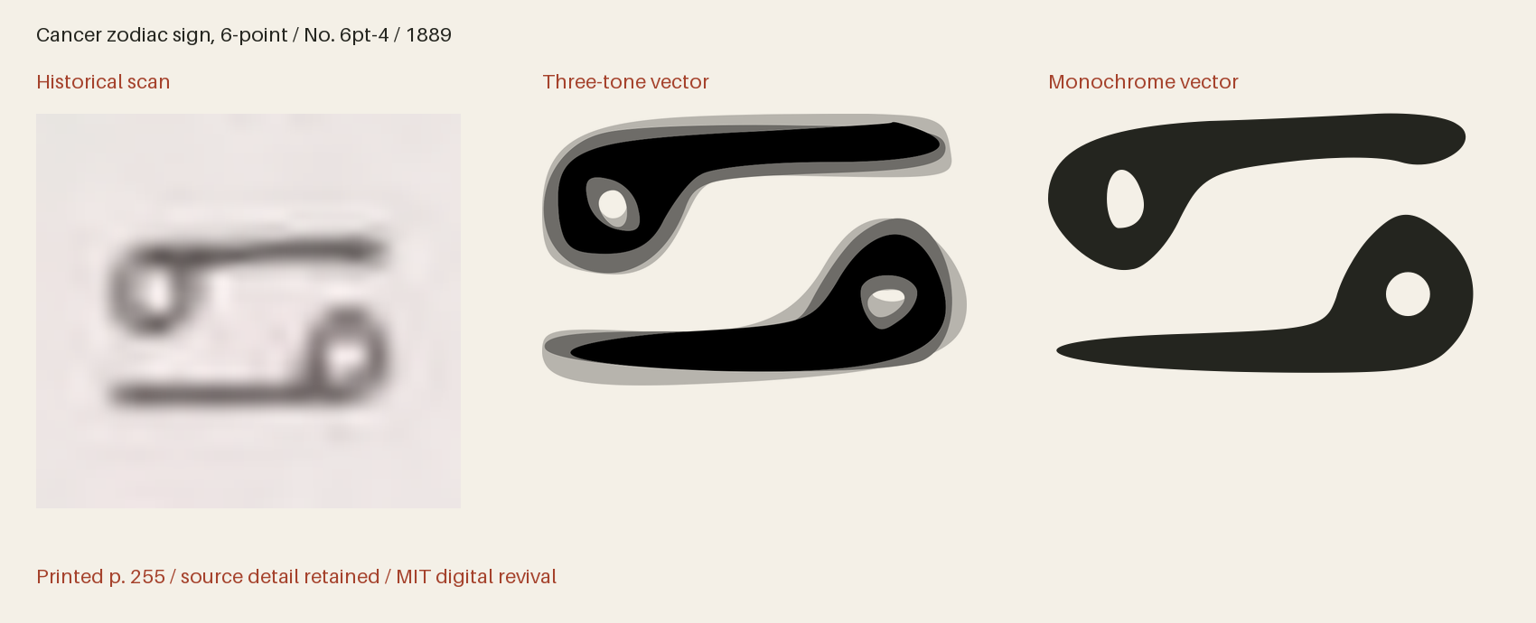 Historical scan beside the three-tone and monochrome vector revivals