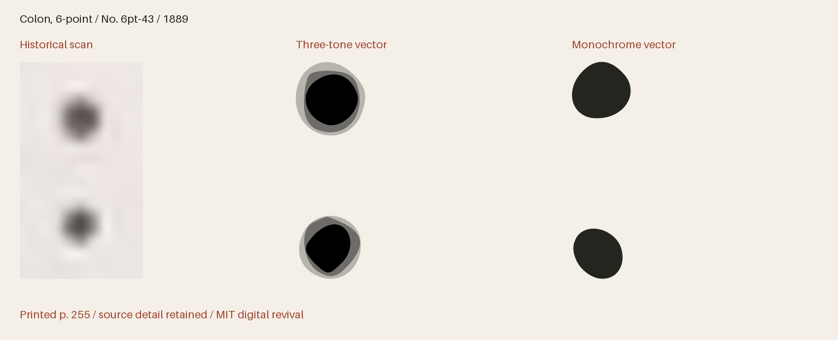 Historical scan beside the three-tone and monochrome vector revivals