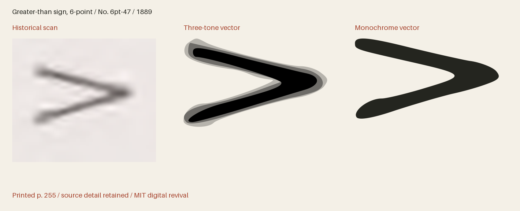 Historical scan beside the three-tone and monochrome vector revivals