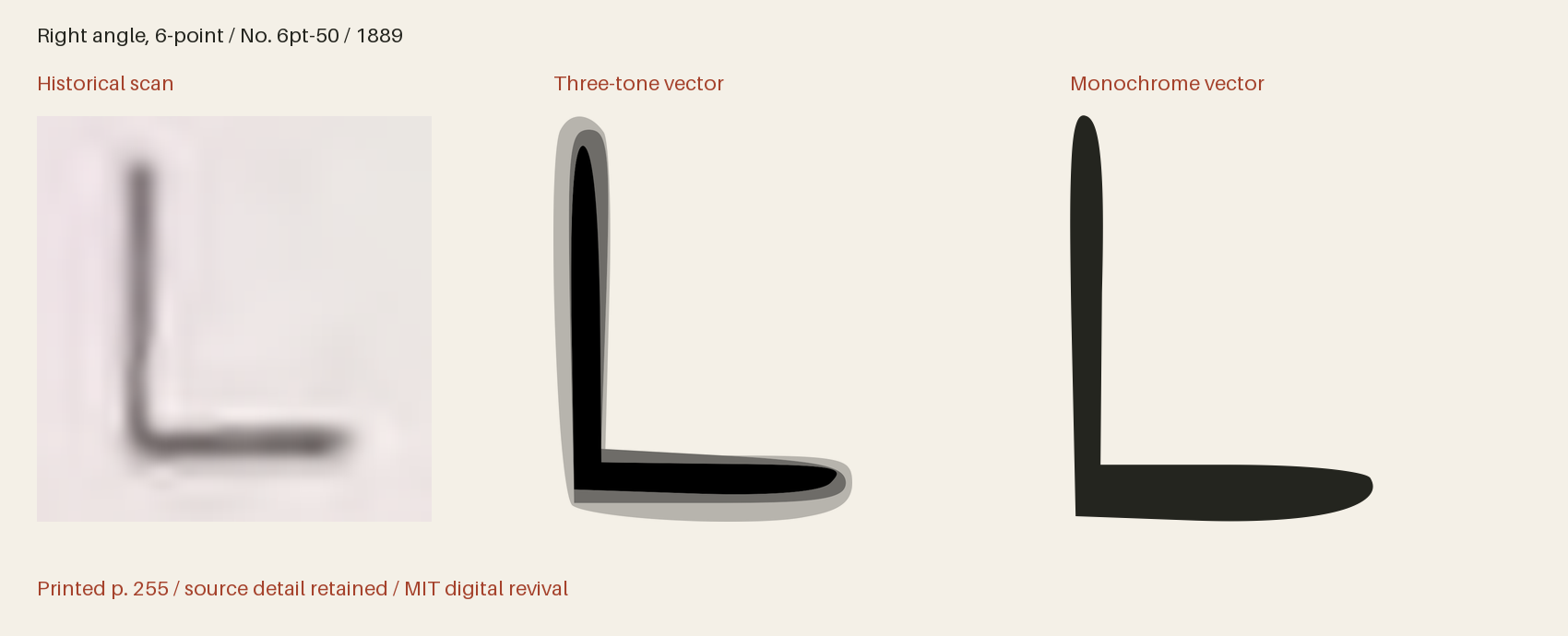 Historical scan beside the three-tone and monochrome vector revivals