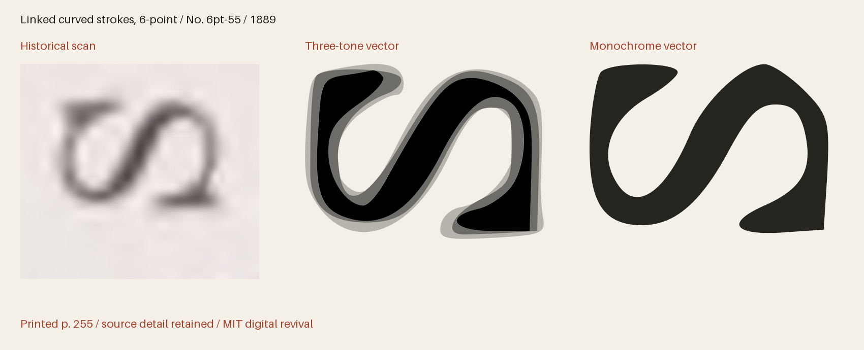Historical scan beside the three-tone and monochrome vector revivals