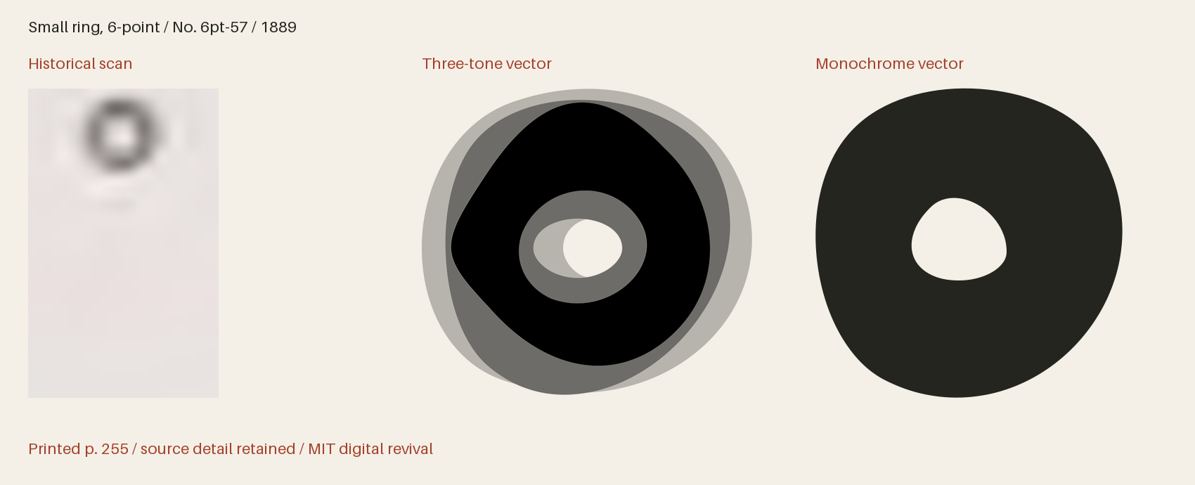 Historical scan beside the three-tone and monochrome vector revivals