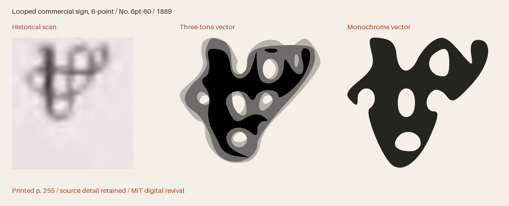 Historical scan beside the three-tone and monochrome vector revivals
