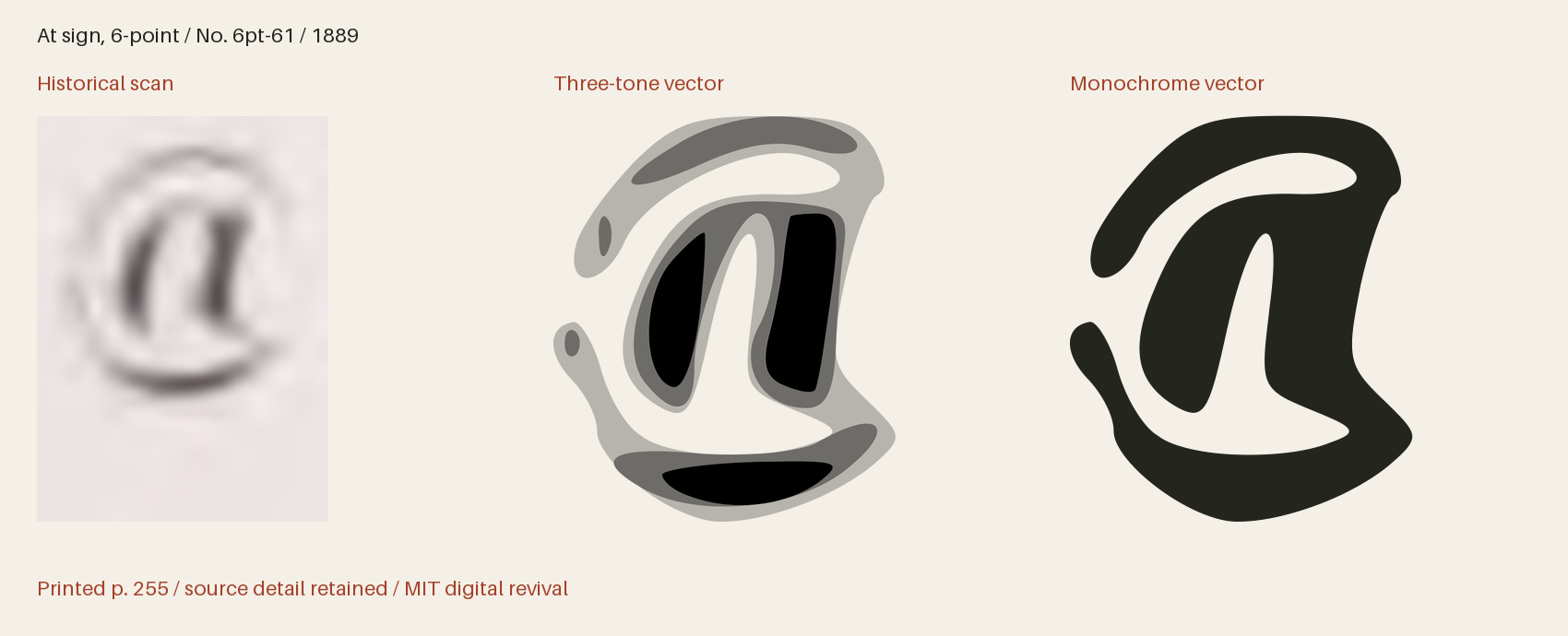 Historical scan beside the three-tone and monochrome vector revivals