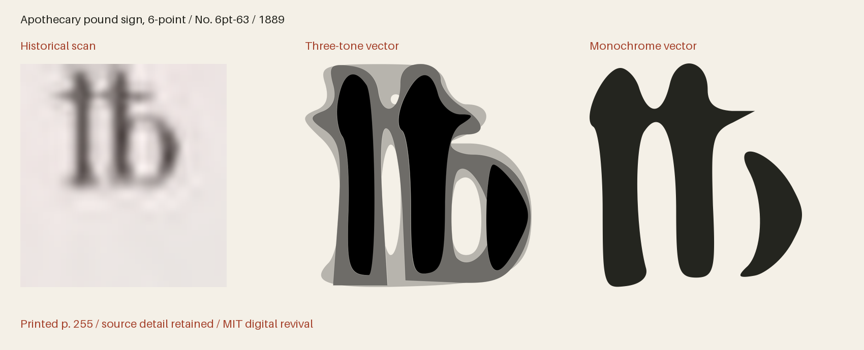 Historical scan beside the three-tone and monochrome vector revivals