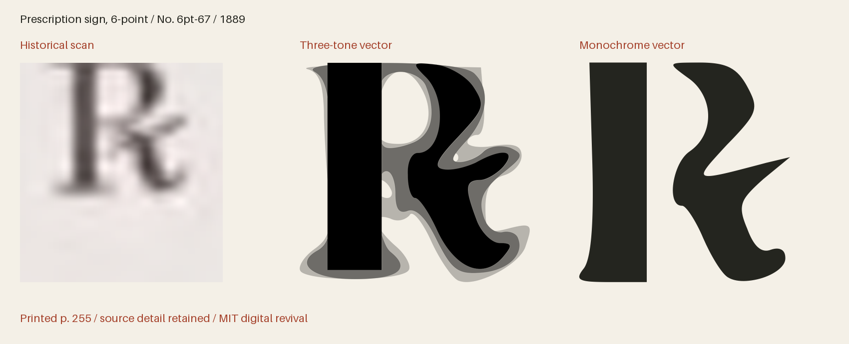 Historical scan beside the three-tone and monochrome vector revivals