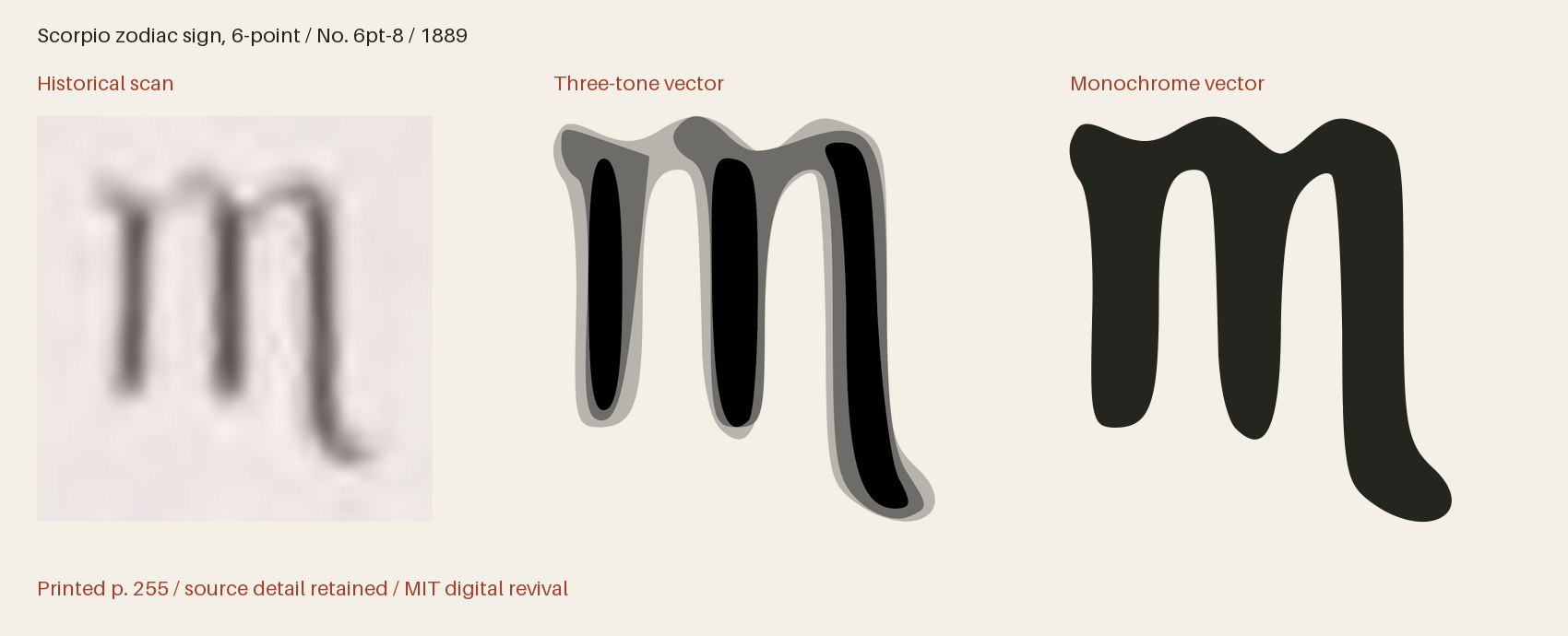 Historical scan beside the three-tone and monochrome vector revivals