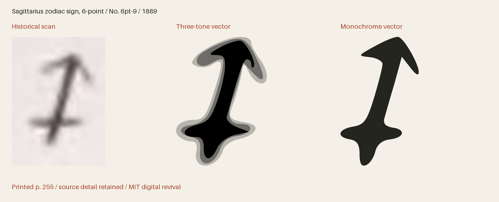 Historical scan beside the three-tone and monochrome vector revivals