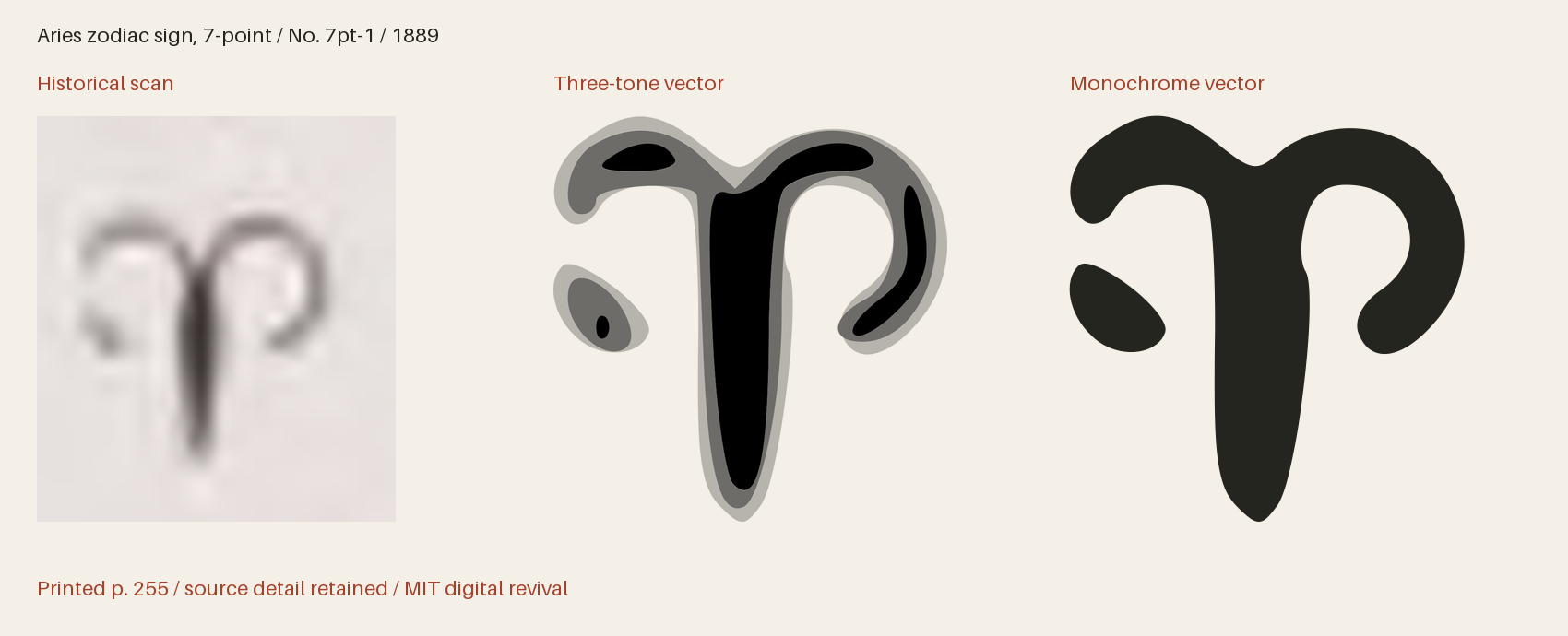 Historical scan beside the three-tone and monochrome vector revivals