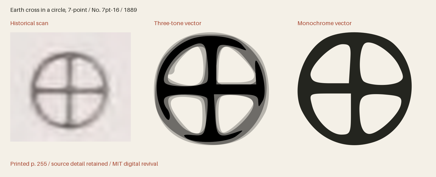 Historical scan beside the three-tone and monochrome vector revivals