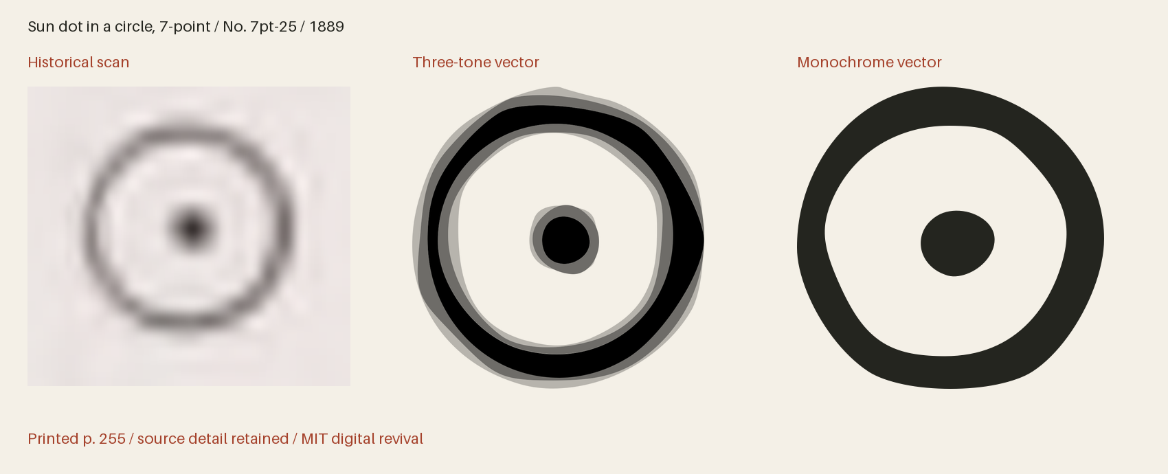 Historical scan beside the three-tone and monochrome vector revivals