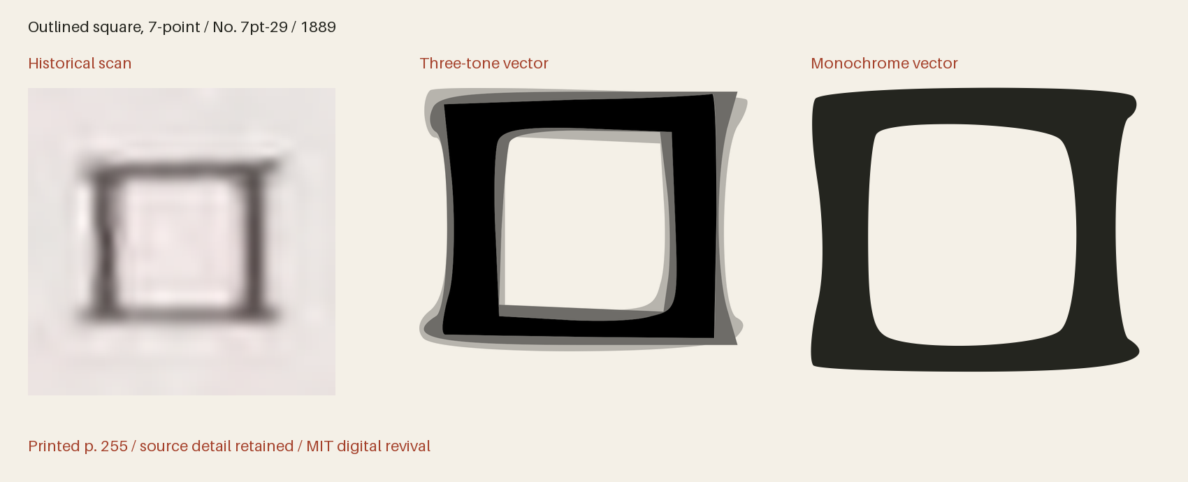 Historical scan beside the three-tone and monochrome vector revivals