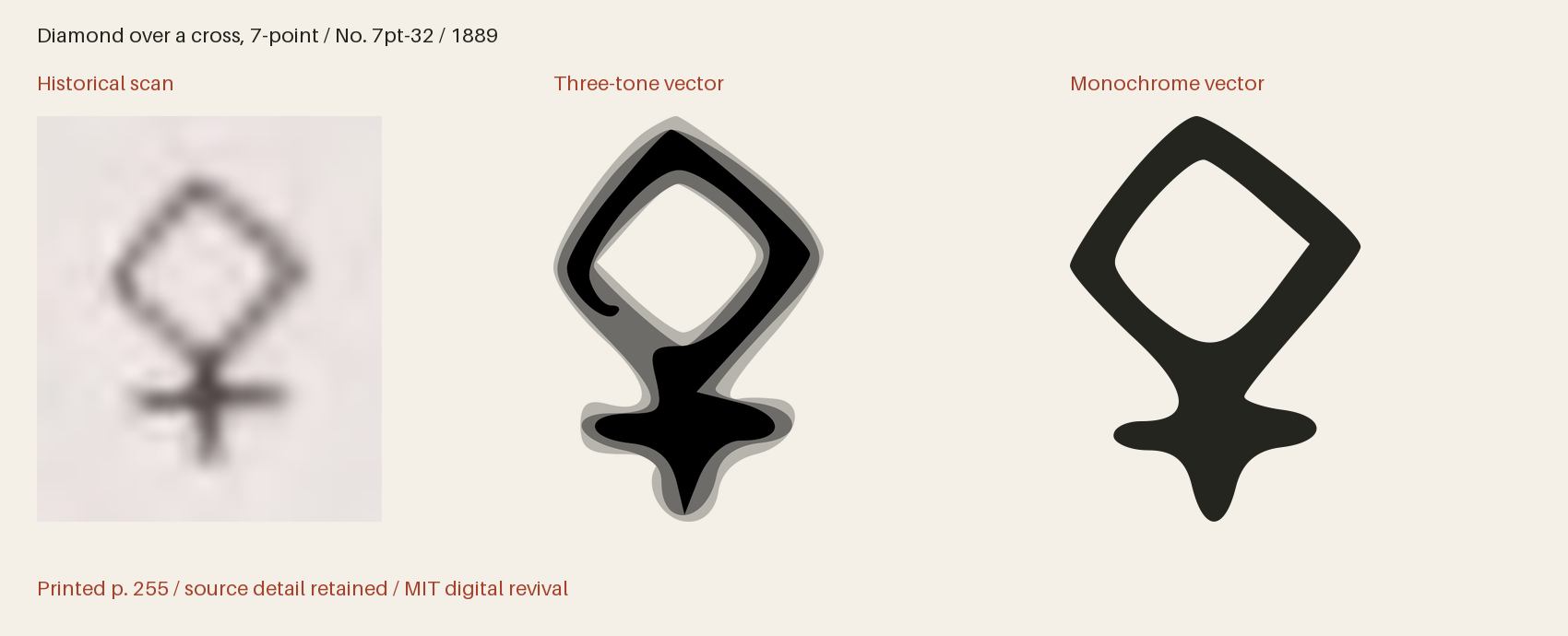 Historical scan beside the three-tone and monochrome vector revivals