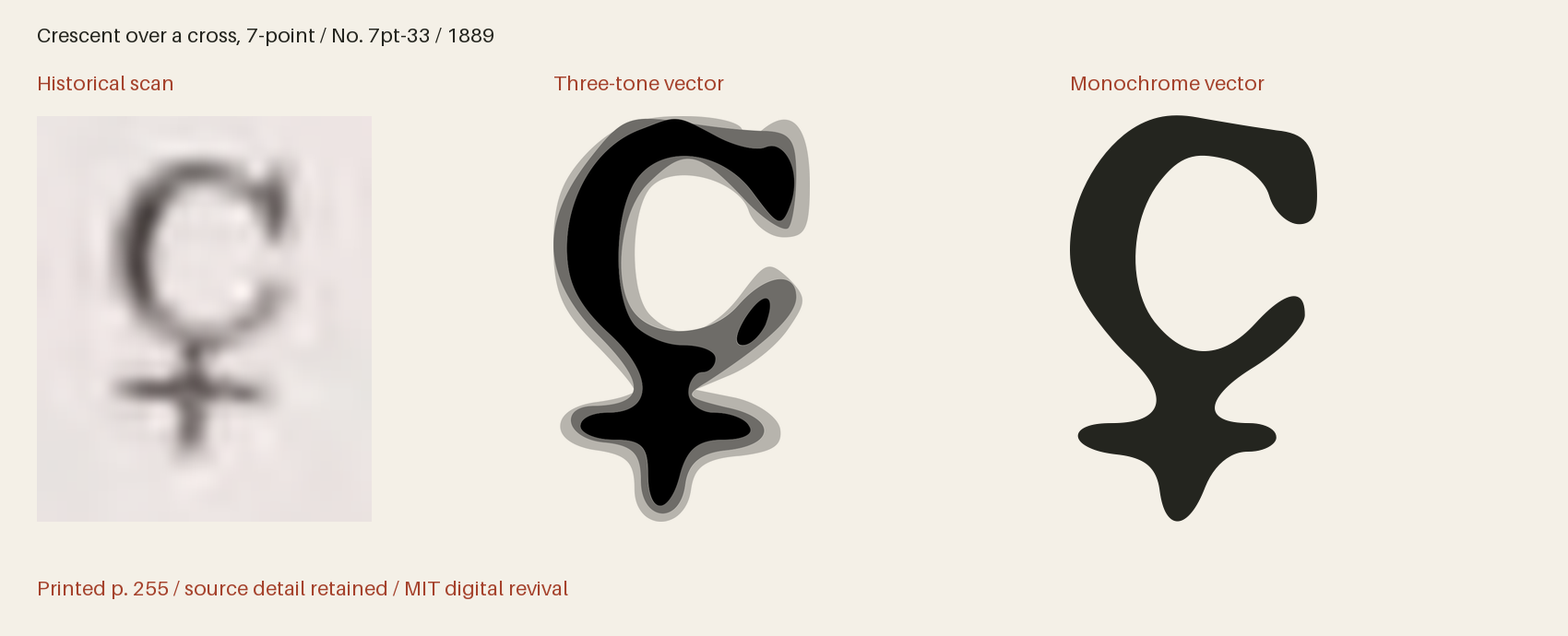 Historical scan beside the three-tone and monochrome vector revivals