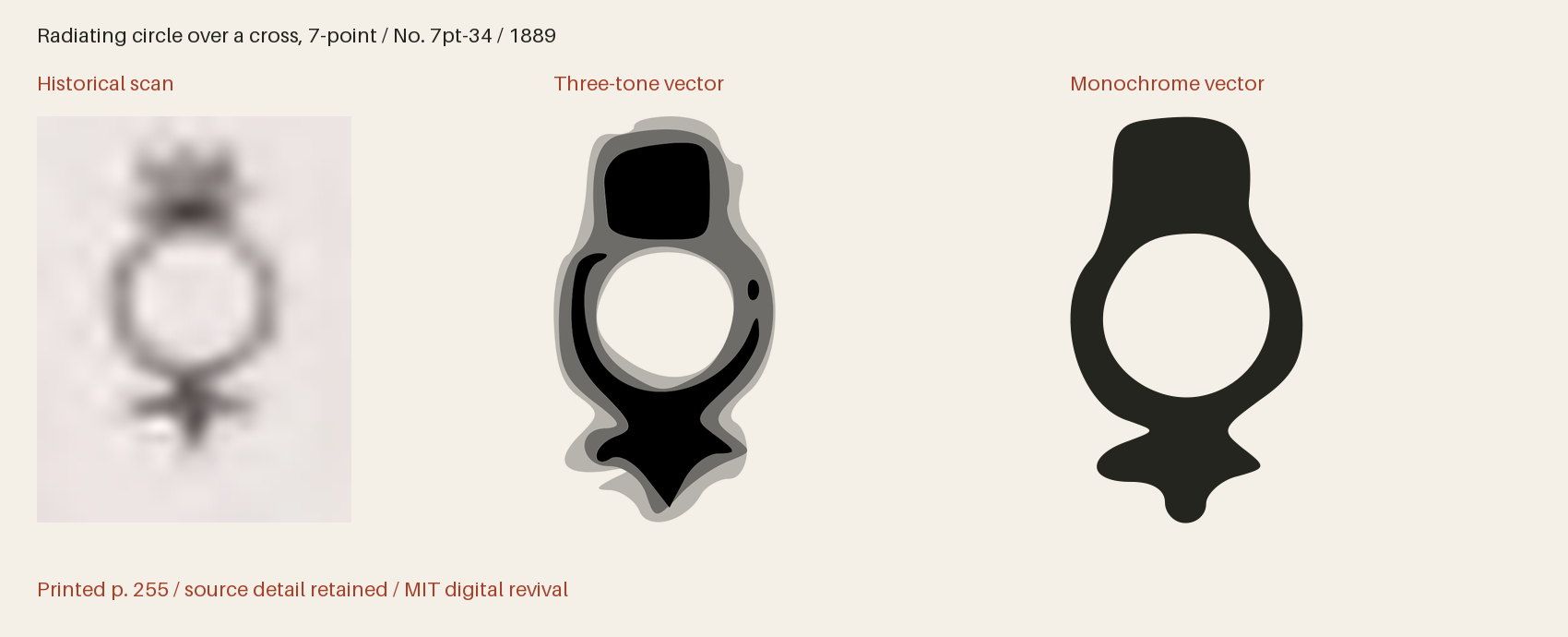 Historical scan beside the three-tone and monochrome vector revivals