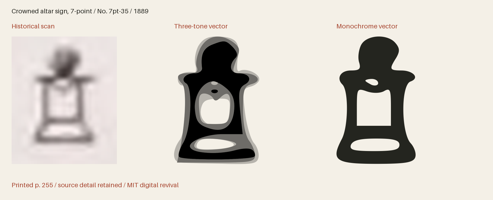 Historical scan beside the three-tone and monochrome vector revivals