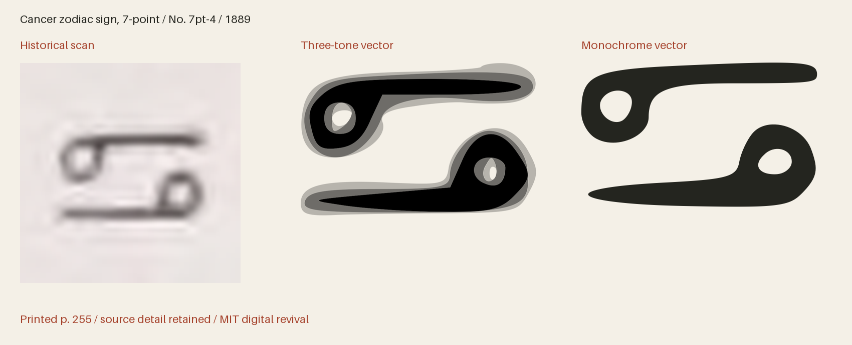Historical scan beside the three-tone and monochrome vector revivals