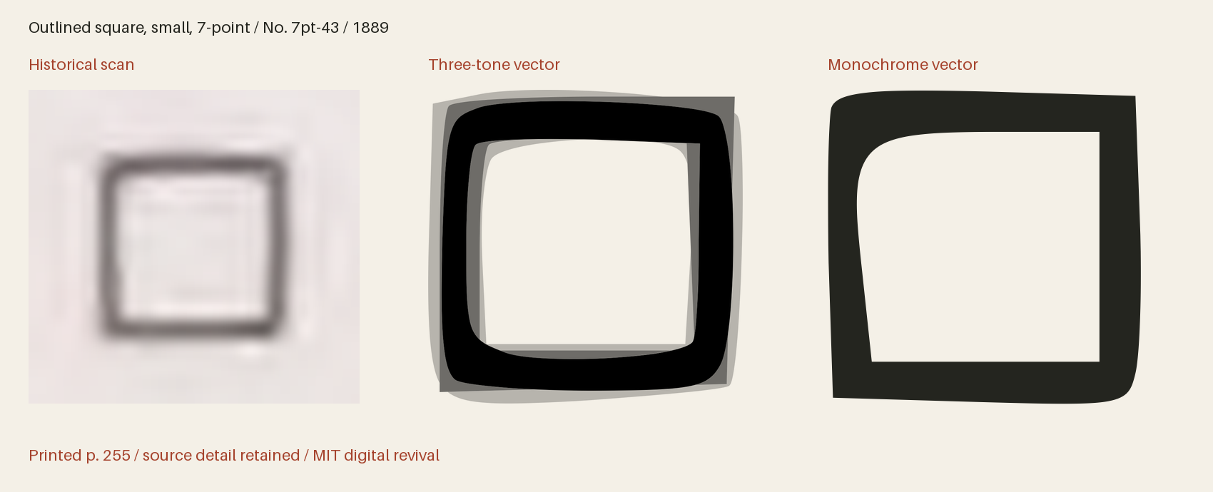 Historical scan beside the three-tone and monochrome vector revivals