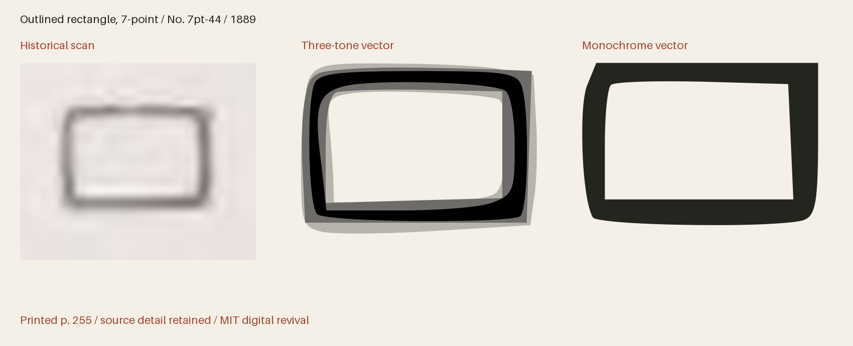 Historical scan beside the three-tone and monochrome vector revivals