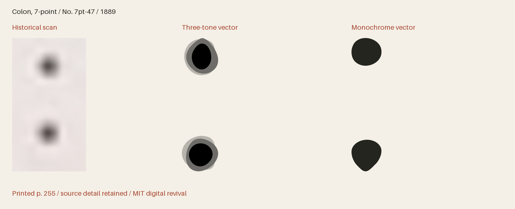 Historical scan beside the three-tone and monochrome vector revivals