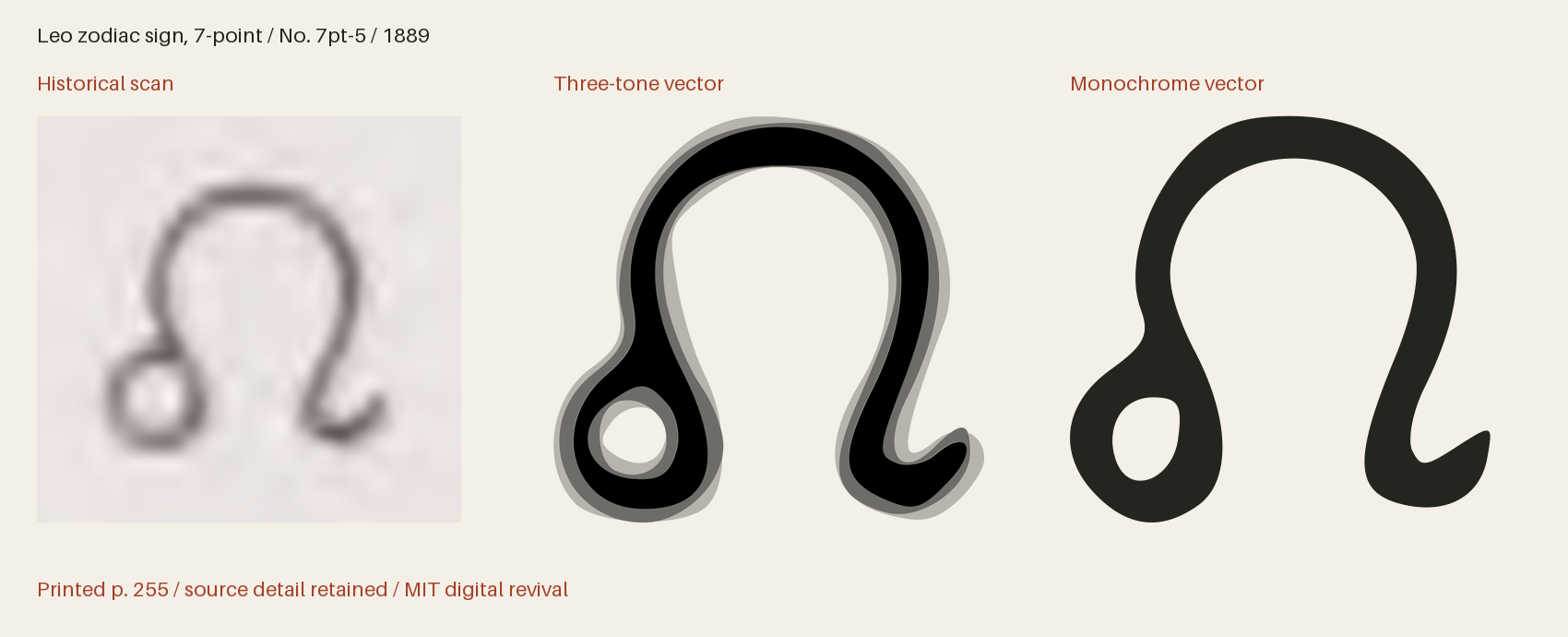 Historical scan beside the three-tone and monochrome vector revivals
