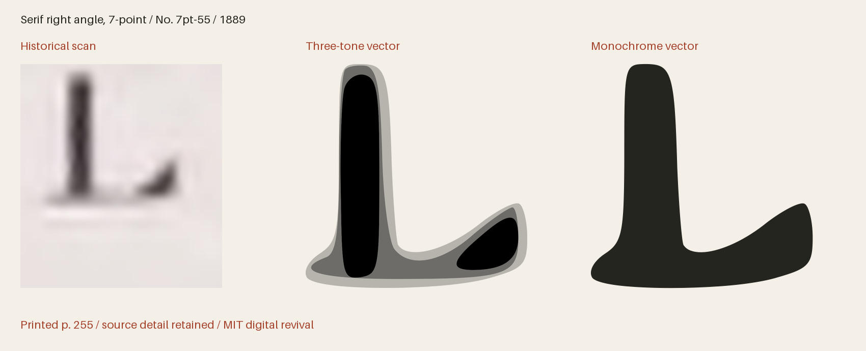 Historical scan beside the three-tone and monochrome vector revivals