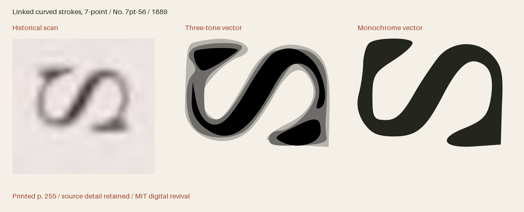 Historical scan beside the three-tone and monochrome vector revivals