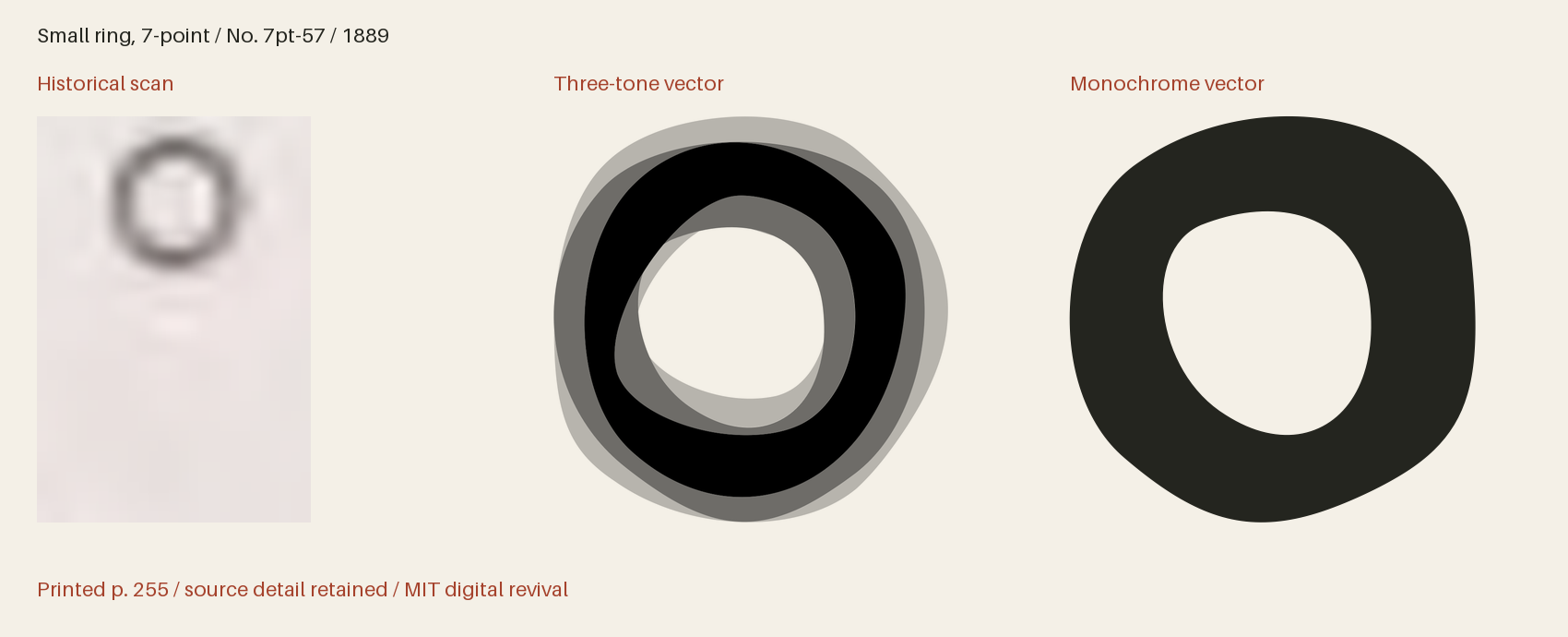 Historical scan beside the three-tone and monochrome vector revivals