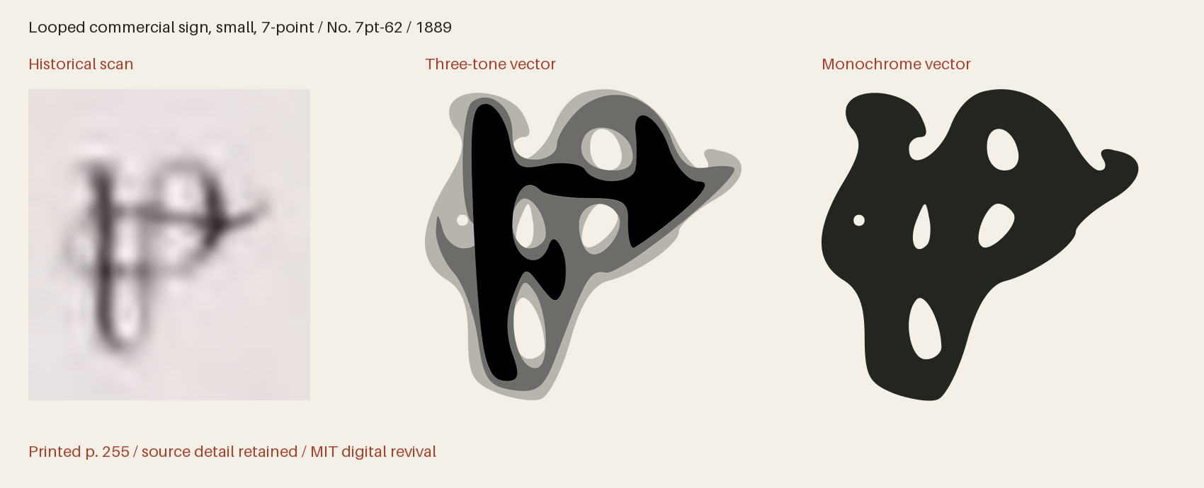 Historical scan beside the three-tone and monochrome vector revivals