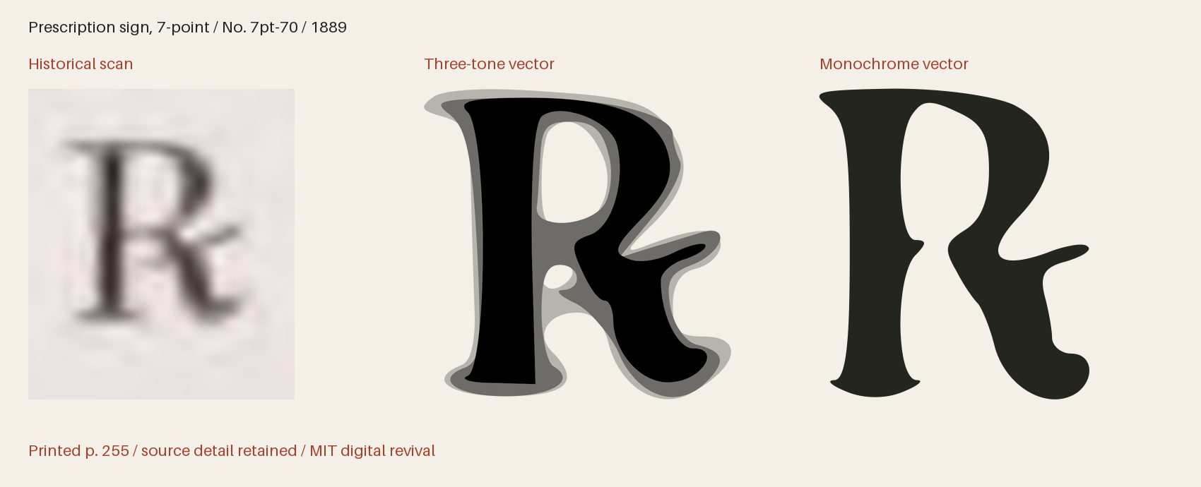 Historical scan beside the three-tone and monochrome vector revivals