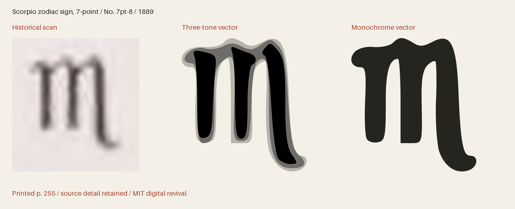 Historical scan beside the three-tone and monochrome vector revivals