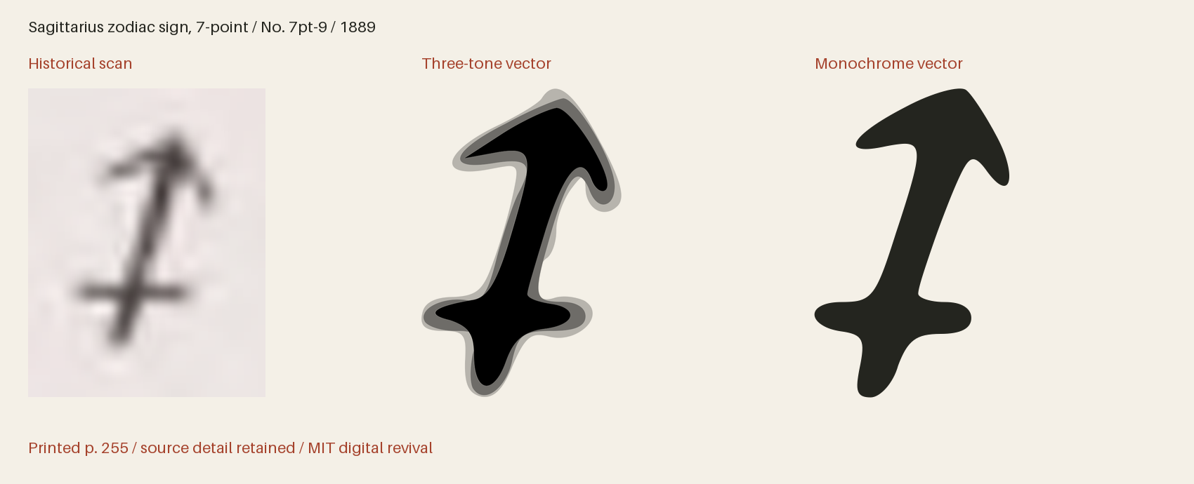 Historical scan beside the three-tone and monochrome vector revivals