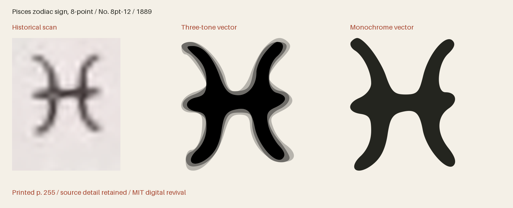Historical scan beside the three-tone and monochrome vector revivals