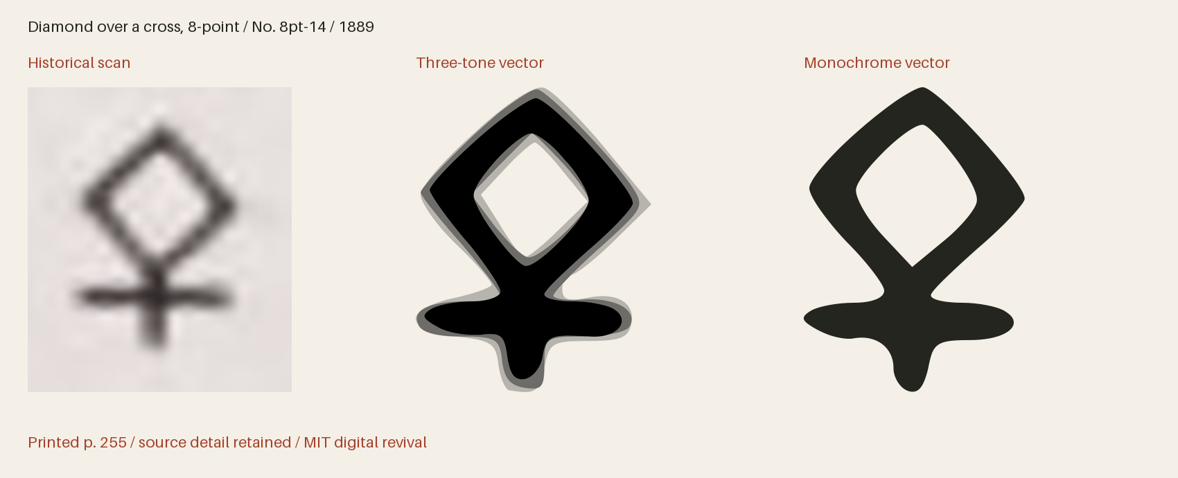 Historical scan beside the three-tone and monochrome vector revivals