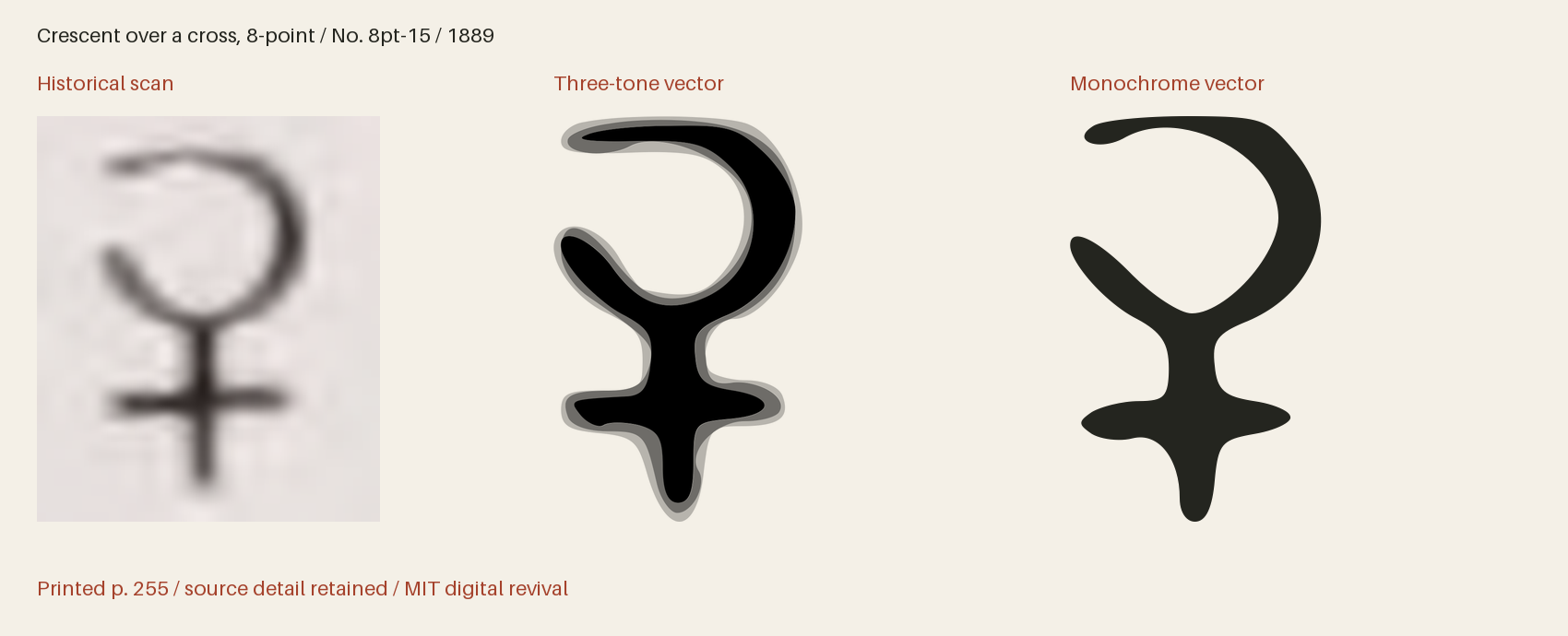 Historical scan beside the three-tone and monochrome vector revivals