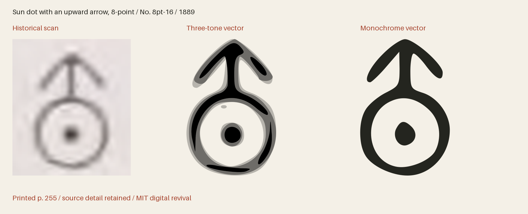 Historical scan beside the three-tone and monochrome vector revivals