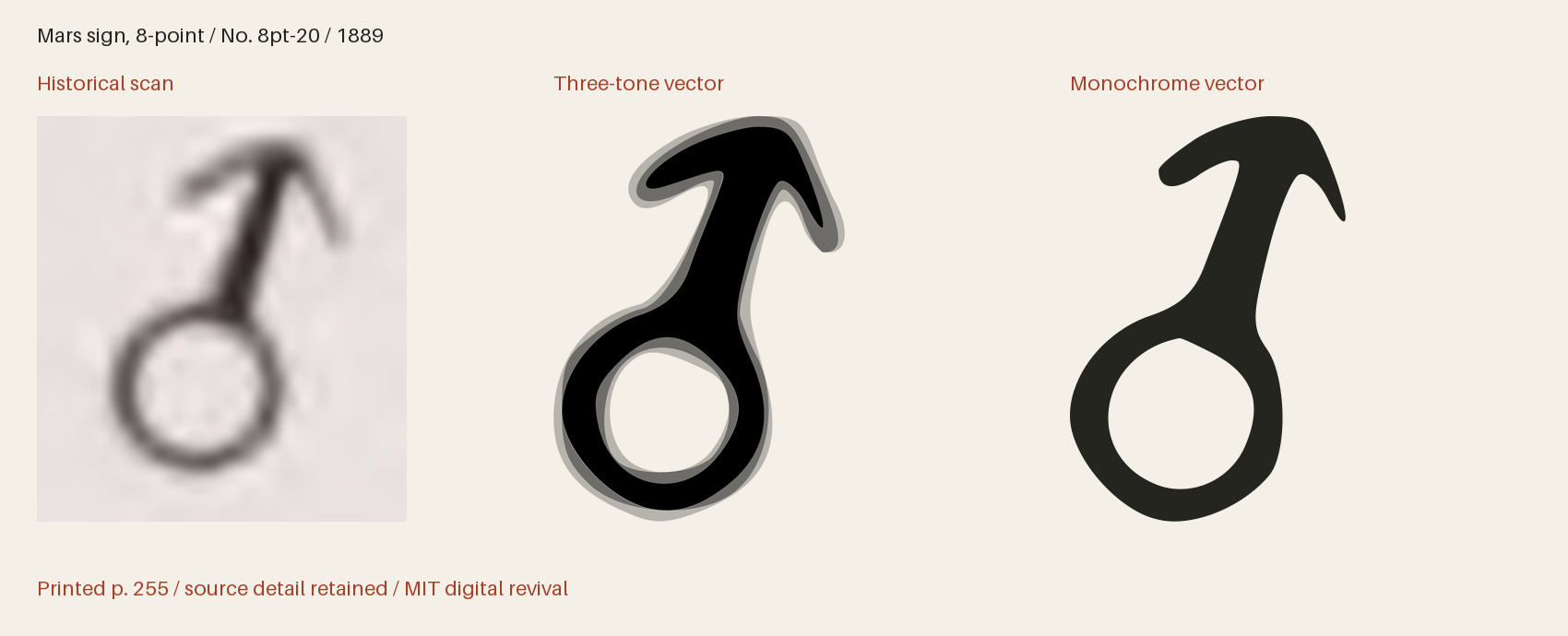 Historical scan beside the three-tone and monochrome vector revivals