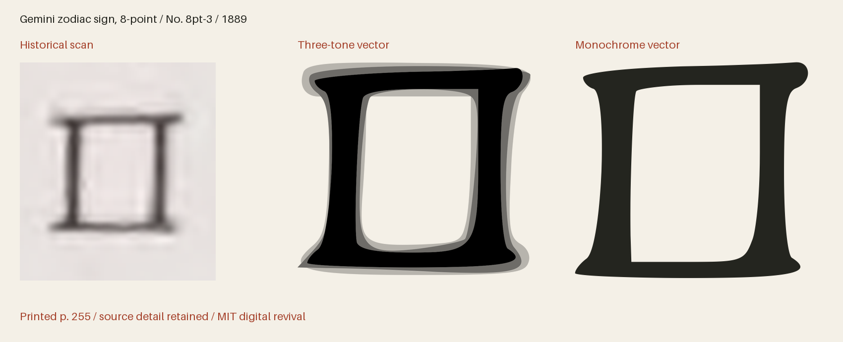 Historical scan beside the three-tone and monochrome vector revivals