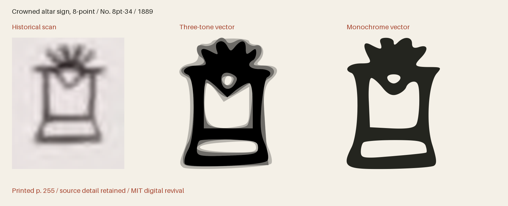 Historical scan beside the three-tone and monochrome vector revivals