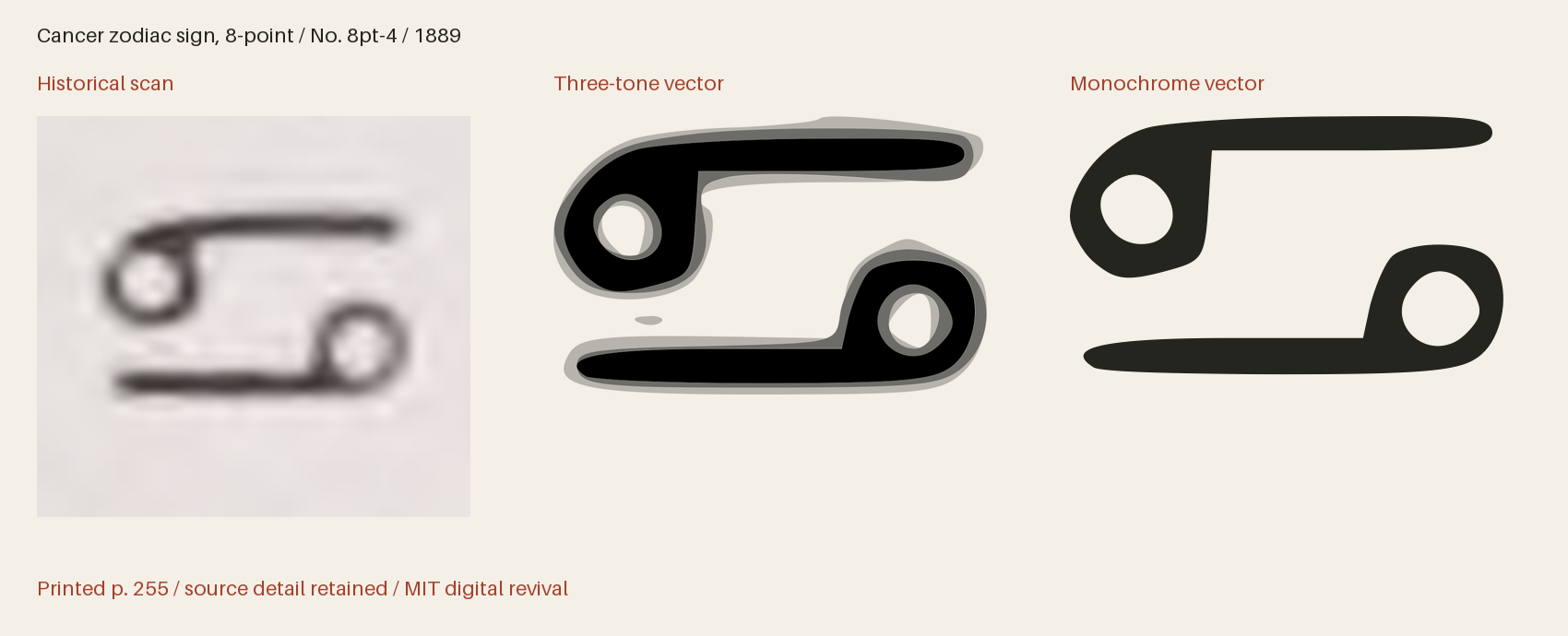 Historical scan beside the three-tone and monochrome vector revivals