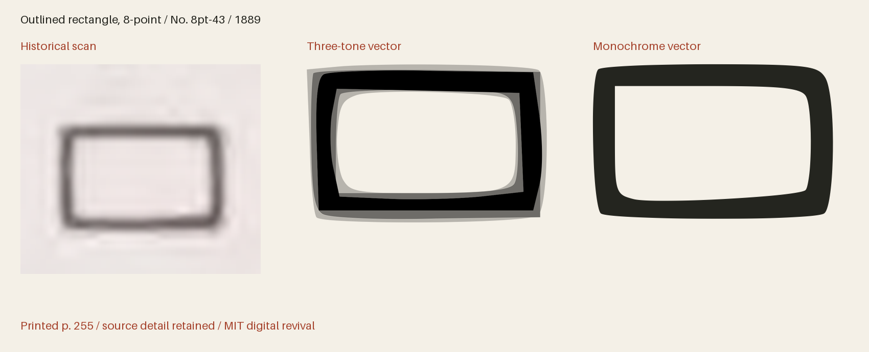 Historical scan beside the three-tone and monochrome vector revivals