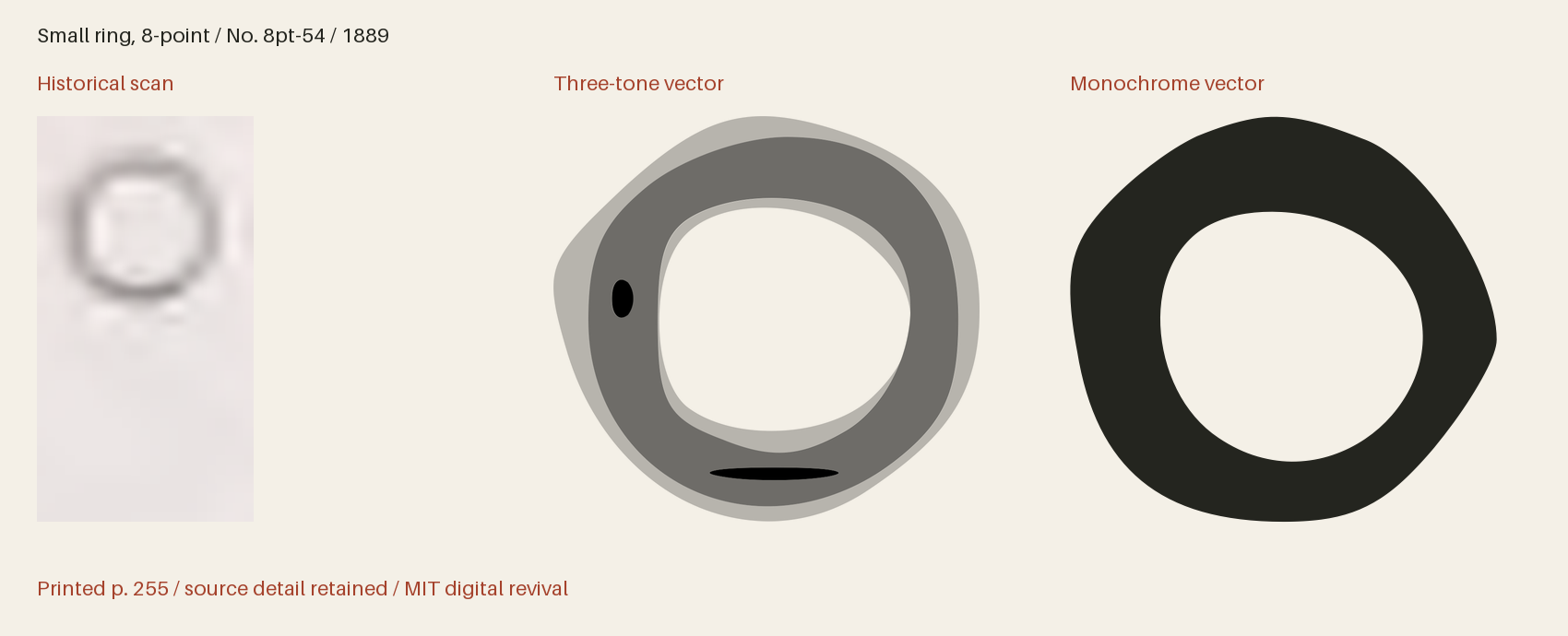 Historical scan beside the three-tone and monochrome vector revivals