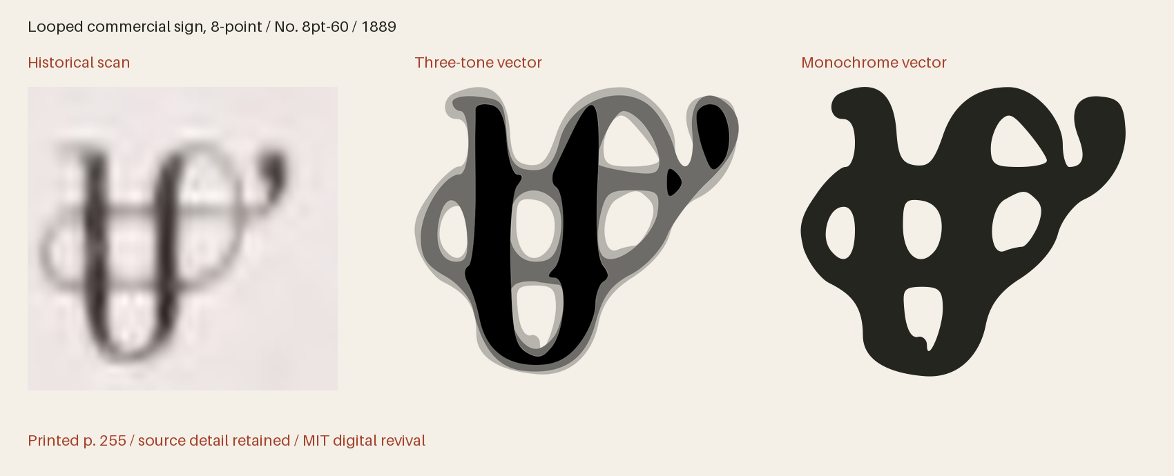 Historical scan beside the three-tone and monochrome vector revivals