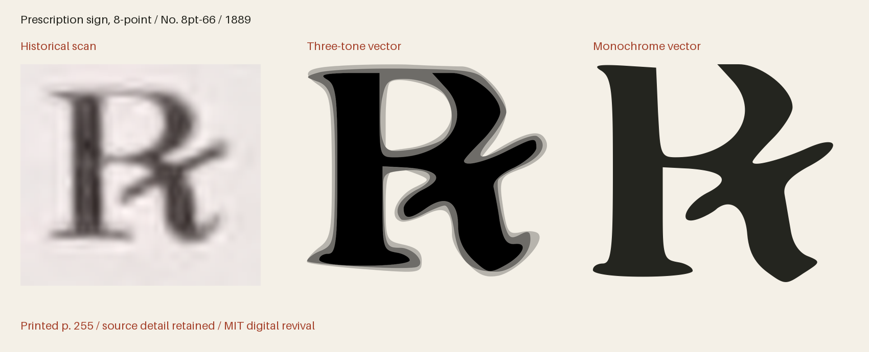 Historical scan beside the three-tone and monochrome vector revivals