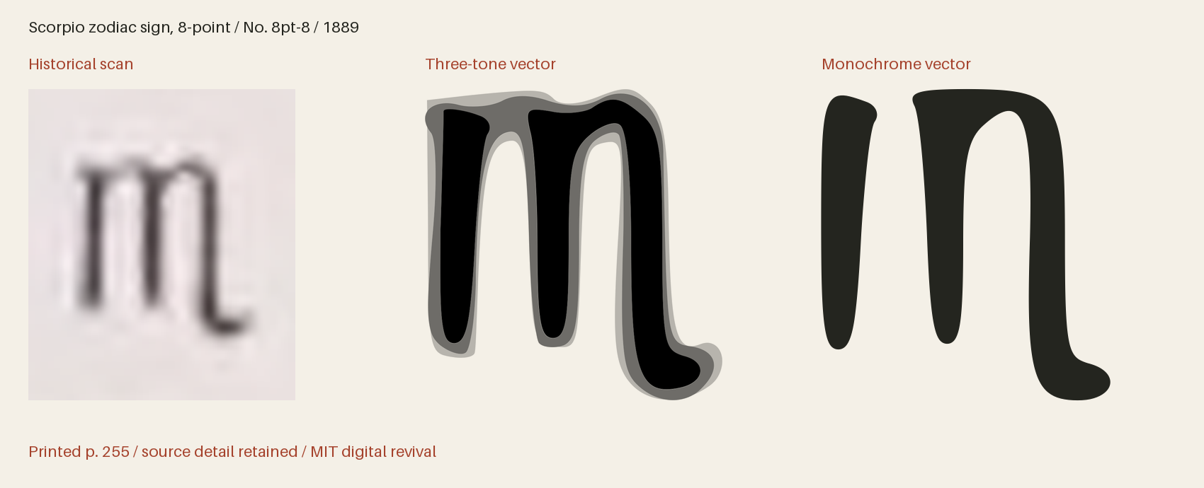 Historical scan beside the three-tone and monochrome vector revivals