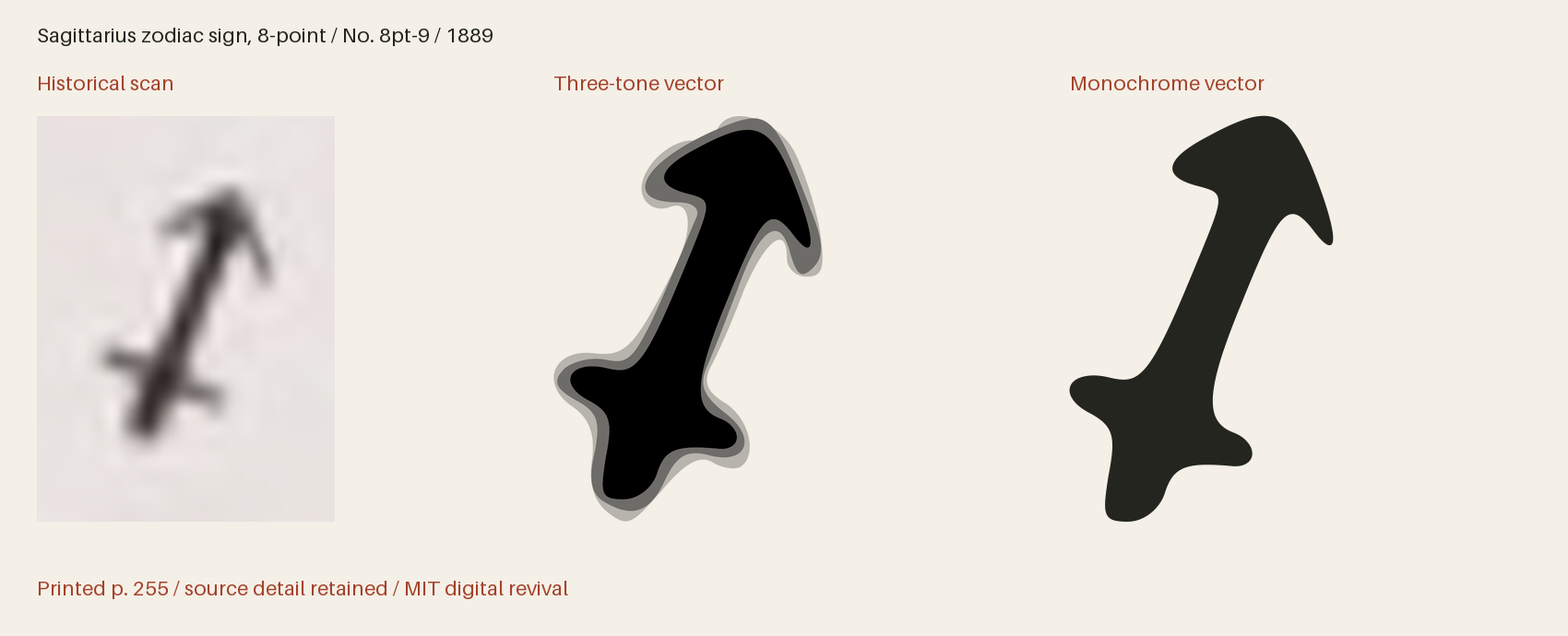 Historical scan beside the three-tone and monochrome vector revivals